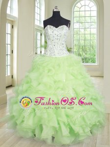 Red Sleeveless Embroidery and Ruffled Layers and Sequins and Pick Ups Floor Length Sweet 16 Quinceanera Dress