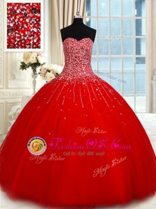 Hot Sale Tulle Sleeveless Floor Length Quinceanera Gowns and Beading