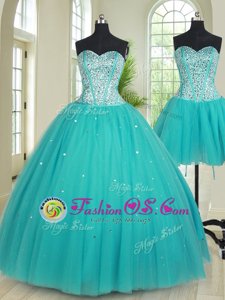 On Sale Three Piece Sleeveless Beading and Embroidery and Ruffled Layers Lace Up Quinceanera Dresses