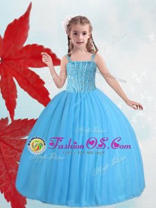 Fantastic Beading and Ruffles Flower Girl Dresses Multi-color Zipper Sleeveless Floor Length
