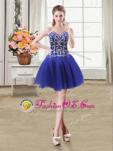 Enchanting Royal Blue Prom Party Dress Prom and Party and For with Beading and Sequins Sweetheart Sleeveless Lace Up