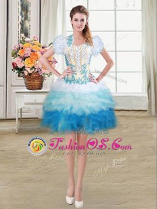 Discount Sweetheart Sleeveless Lace Up Prom Gown Multi-color Organza