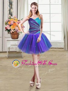 Multi-color Sweetheart Neckline Beading and Ruffles Sleeveless Lace Up