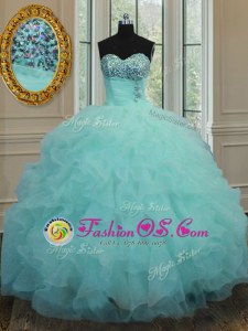 Beautiful Three Piece Gold Lace Up Vestidos de Quinceanera Beading and Bowknot Sleeveless Floor Length