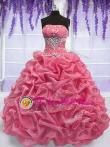 Organza Sleeveless Floor Length Ball Gown Prom Dress and Beading