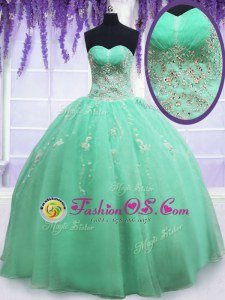 Organza Sleeveless Floor Length Quinceanera Dresses and Beading and Embroidery