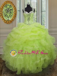 Fashion Sleeveless Beading and Ruffles Lace Up Vestidos de Quinceanera