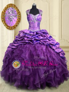 Dynamic Hot Pink Quinceanera Gowns Military Ball and Sweet 16 and Quinceanera and For with Beading and Ruffles and Hand Made Flower Sweetheart Sleeveless Lace Up