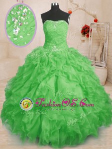 Cheap Ball Gowns Ball Gown Prom Dress Yellow Green Straps Organza Sleeveless Floor Length Lace Up