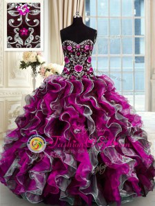 Multi-color Vestidos de Quinceanera Military Ball and Sweet 16 and Quinceanera and For with Beading and Appliques Sweetheart Sleeveless Lace Up