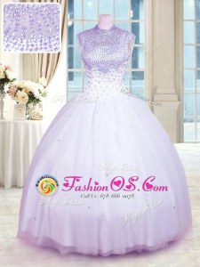 Shining Fuchsia Lace Up 15 Quinceanera Dress Beading and Appliques and Embroidery Sleeveless Floor Length