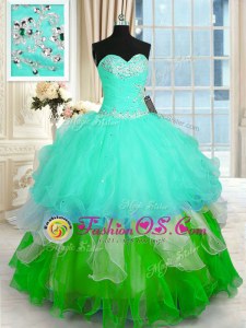 Ruffled Ball Gowns Sweet 16 Quinceanera Dress Multi-color Sweetheart Organza Sleeveless Floor Length Lace Up