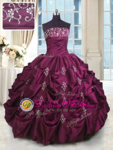 Sleeveless Taffeta Lace Up Quince Ball Gowns for Military Ball and Sweet 16 and Quinceanera