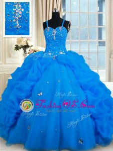 Super Beading and Pick Ups Quinceanera Dress Lace Up Sleeveless Floor Length