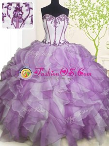 High End Fuchsia Sweetheart Neckline Beading and Ruffles 15 Quinceanera Dress Sleeveless Lace Up