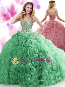 Cheap Champagne Scoop Lace Up Beading and Ruffles Vestidos de Quinceanera Sleeveless