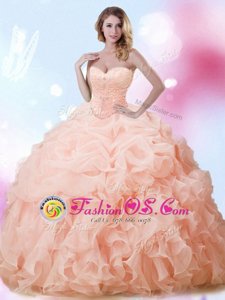 Eye-catching Three Piece Pick Ups Floor Length Ball Gowns Sleeveless Apple Green 15 Quinceanera Dress Lace Up