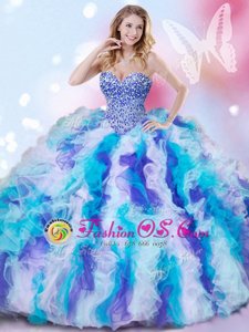 Eye-catching Multi-color Lace Up Sweet 16 Quinceanera Dress Beading and Ruffles Sleeveless