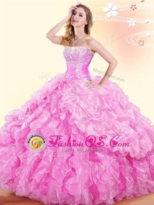 Sleeveless Beading and Ruffles and Pick Ups Lace Up Quinceanera Dresses