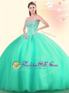 Latest Apple Green Sweetheart Neckline Beading Sweet 16 Quinceanera Dress Sleeveless Lace Up
