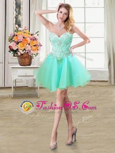 Elegant Sweetheart Sleeveless Lace Up Prom Dress Apple Green Organza