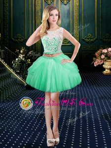Scoop Sleeveless Clasp Handle Dress for Prom Apple Green Tulle