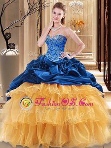 Best Selling Sweetheart Sleeveless Lace Up Quinceanera Gowns Orange Organza