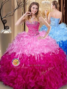 Superior Ball Gowns Quinceanera Gown Multi-color Sweetheart Organza Sleeveless Floor Length Lace Up