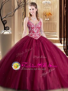 Custom Design Sleeveless Lace Up Floor Length Beading and Appliques Sweet 16 Dresses