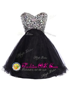 Designer Sequins Sweetheart Sleeveless Lace Up Celebrity Dresses Black Tulle