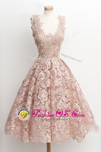 Scoop Lace Sleeveless Knee Length Dress for Prom and Lace