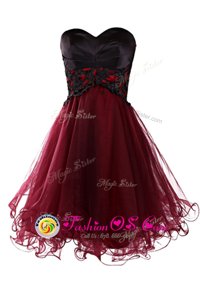 Organza Sleeveless Mini Length Prom Gown and Appliques