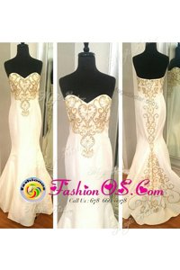 High Class Mermaid White Celebrity Inspired Dress Prom and Party and For with Beading and Appliques Sweetheart Sleeveless Zipper
