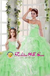 Glittering Lace Up Strapless Beading and Ruffled Layers and Ruching Quinceanera Dresses Organza Sleeveless