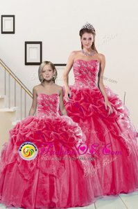 Custom Fit Organza Sleeveless Floor Length 15 Quinceanera Dress and Beading and Pick Ups