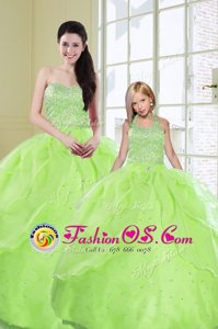 Latest Sequins Sleeveless Organza Lace Up Quinceanera Gowns for Military Ball and Sweet 16 and Quinceanera