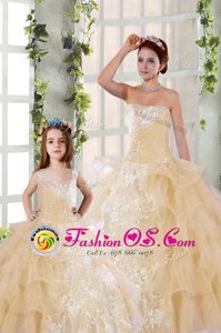 Sleeveless Beading and Ruffled Layers and Ruching Lace Up Sweet 16 Dresses