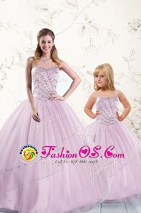 Dynamic Lilac Sweetheart Neckline Beading Quinceanera Dresses Sleeveless Lace Up