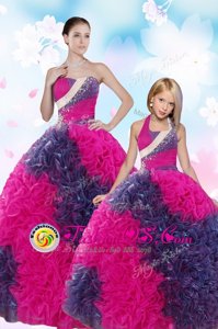 Custom Designed Sequins and Pick Ups Quinceanera Gowns Multi-color Lace Up Sleeveless Floor Length