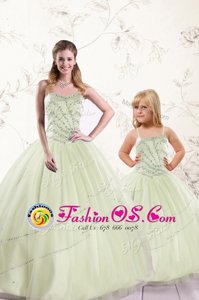 Sleeveless Lace Up Floor Length Beading Sweet 16 Quinceanera Dress