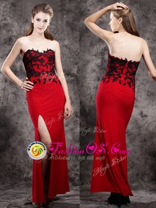 Edgy Beading and Appliques Homecoming Dress Red Zipper Sleeveless Ankle Length
