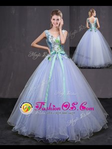 Lavender Sweet 16 Dresses Military Ball and Sweet 16 and Quinceanera and For with Appliques and Belt Sleeveless Lace Up