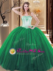 Green Sleeveless Embroidery Floor Length Quinceanera Dresses