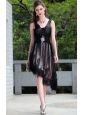 Black Empire V-neck Asymmetrical Lace and Taffeta Beading Prom / Homecoming Dress