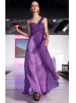 Purple Empire One Shoulder Floor-length Chiffon Beading Prom / Evening Dress