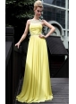 Yellow Empire Bateau Floor-length Chiffon Beading Prom Dress