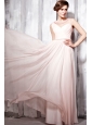 Baby Pink Empire Bateau Floor-length Chiffon Beading Prom Dress