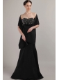 Black Column Sweetheart Floor-length Taffeta Beading Mother of the Bride Dress