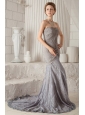 Grey Trumpet / Mermaid Sweetheart Court Train Chiffon Ruch Prom Dress