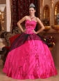 Brand New Hot Pink Quinceanera Dress Sweetheart Satin Embroidery with Beading Ball Gown